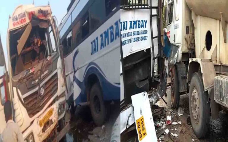 खड़ी यात्री बस को तेज रफ्तार ट्रक ने मारी ठोकर…13 घायल, तीन की हालत गंभीर